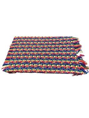 Grannycore Handmade Crochet VTG Apache Tears Rainbow Fringe Throw 70s Retro